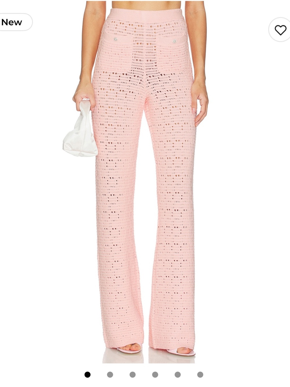 NEW MAJORELLE Pink Crochet Wide-Leg Knit Pants